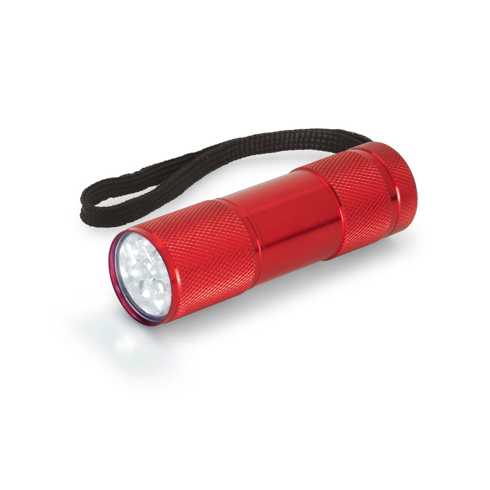 FLASHY. Taschenlampe aus Aluminium mit 9-LEDs - Rot