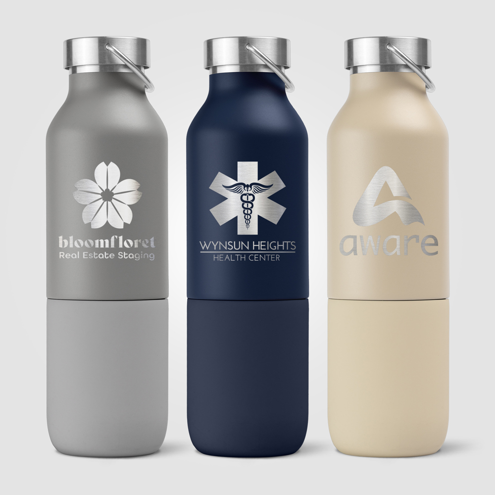 Freya Duo - 2-in-1 590 ml Recycling-Edelstahlflasche - Doppelwandig mit 325 ml Becher