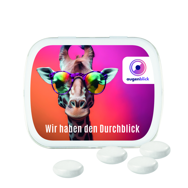 Klappdose, weiß, Mentos Kaudragee Mint