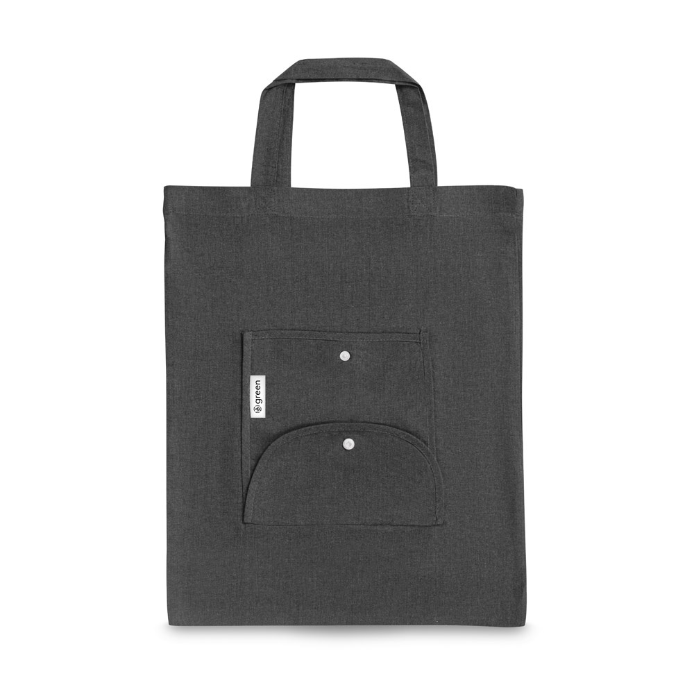 SIENA. Faltbare Tasche aus Baumwolle (50%), receycelte Baumwolle (30%) und Polyester (20% rPET) (140 g/m²) - Schwarz