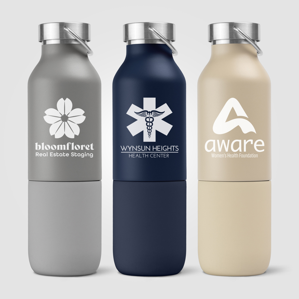 Freya Duo - 2-in-1 590 ml Recycling-Edelstahlflasche - Doppelwandig mit 325 ml Becher